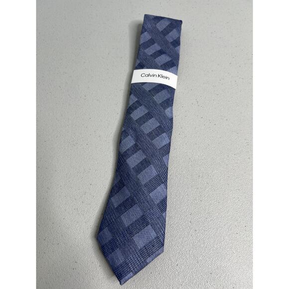 Calvin Klein Purple Plaid Pattern Silk Blend Slim Designer Tie NWT - Picture 3 of 7